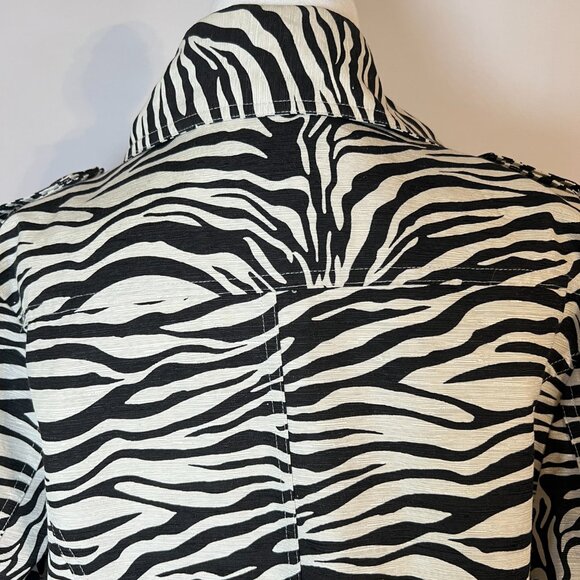 ✨SilkLand Zebra Print Double-Breasted Jacket XL Vintage vibe Shoulder&cuff Tabs - Picture 9 of 16